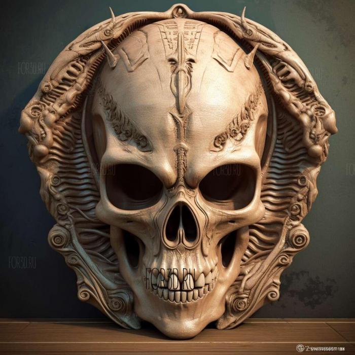 alien skull 1 stl model for CNC